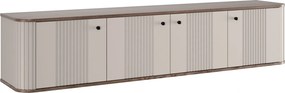 Szafka RTV wisząca Vesper 4D 187 cm - kaszmir / orzech / czarne uchwyty