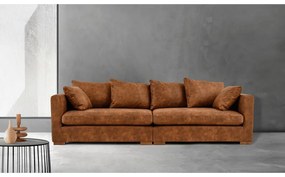 Koniakowa sofa z imitacji skóry 266 cm Hamburg – Scandic