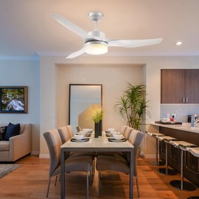 HOMCOM Wentylator sufitowy z oświetleniem LED, design 2 w 1, z timerem, pilotem, lampa sufitowa z wentylatorem, Biały