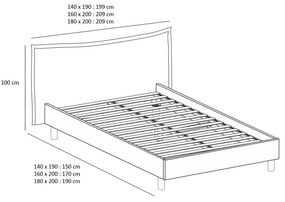 Jasnoszaro-naturalne łóżko dwuosobowe ze stelażem 160x200 cm Charlie – Bobochic Paris