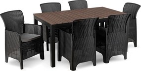 Zestaw mebli ogrodowych dla 6 osób Castello 69 z rozkładanym stołem 160-260 cm, orzech/czarny