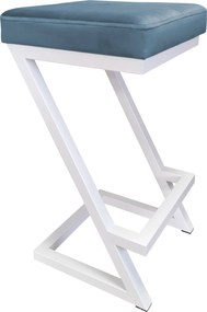 Hoker ZETA krzesło barowe tkanina Welur podstawa metalowa LOFT : Kolor Stelaża - Biały, Kolor tkaniny - VELVET - MG33