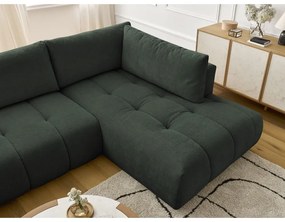 Zielony rozkładany/ze schowkiem narożnik (prawostronny/w kształcie litery U) Fuji – Bobochic Paris
