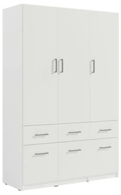 Szafa 3-drzwiowa z 6 szufladami - szer. 136 cm - Biały - BELOMY