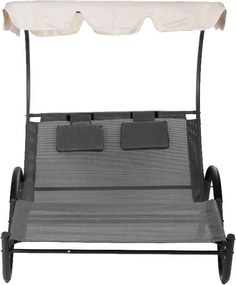 Leżak ogrodowy dla dwóch osób Sunset 303 z regulowanym daszkiem