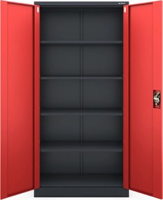 Szafa biurowa Jan dwudrzwiowa 90x40x185 cm antracyt/czerwony