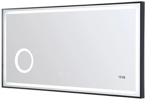 Podświetlane prostokątne lustro łazienkowe z zegarem cyfrowym - 120x50 cm AITANA