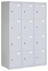 Szafka skrytkowa S2, 12 schowków, 1820 x 1140 x 500 mm, demontaż, zamek cylindryczny, drzwi szare