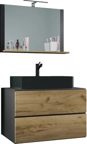 umywalka do mebli łazienkowych Lendas Antracyt / dąb miodowy W. 124 x S. 80 x G. 52 cm