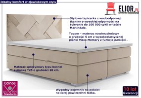 Łóżko boxspring z zagłówkiem Lefika 140x200 - 32 kolory