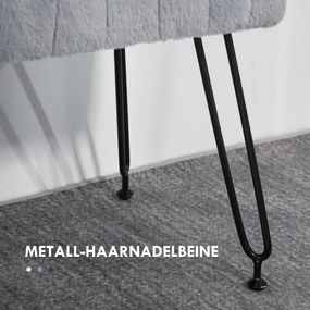 HOMCOM Ławka, Pikowane Siedzisko, Okładka z Sztucznego Futra, Metalowe Nogi, do 120 kg, 82x30x47 cm, Szary/Czarny