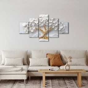 Obraz – Eleganckie drzewo życia 3D pełne kwiatów (125x70 cm)