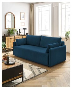 Ciemnoniebieska sztruksowa rozkładana sofa 211 cm Marcel – Bobochic Paris