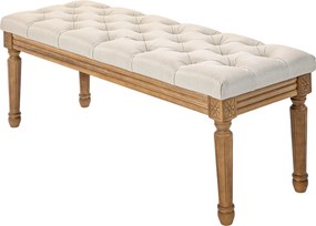 HOMCOM Tapicerowana Ławka z Pikowaniem, Ławka do Sypialni, Vintage Design, 120x41x48cm, Kremowa