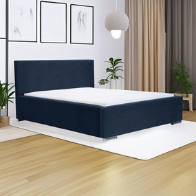 Łóżko tapicerowane z pojemnikiem i materacem COOL 160x200 cm Granatowy