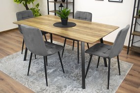 PROMOCJA Ciemnoszare aksamitne krzesło KARA z czarnymi nogami II. jakość