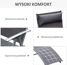 Outsunny Leżak, leżak ogrodowy, składany, regulowany, leżak, meble ogrodowe