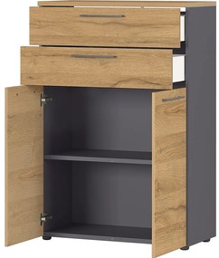 Antracytowa wysoka komoda w dekorze dębu 80x120 cm Agenda – Germania