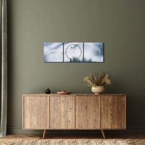 Obraz - Drzewa we mgle (z zegarem) (90x30 cm)