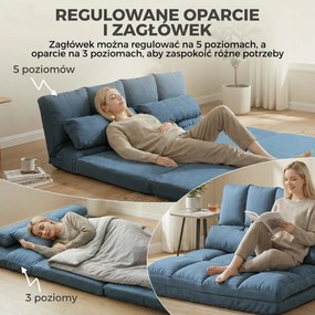 HOMCOM Wygodna Sofa Podłogowa Składana - Regulowane Oparcie, Niebieska, 102x73x60cm - Relaks w Salonie