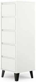 Wysoka biała komoda z 5 szufladami - Bilgo 6X