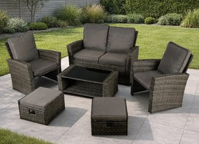 Zestaw mebli ogrodowych technorattan Loren 6-osobowy, kolor szary