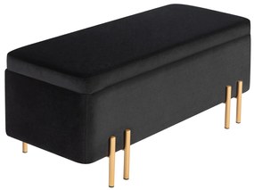 HOMCOM Ławka tapicerowana z miejscem do przechowywania, Metal, Drewno kauczukowe, Pianka, 100 x 40 x 42 cm, Czarny