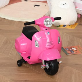 HOMCOM Motocykl elektryczny dla dzieci 6V, motocykl elektryczny z kółkami podporowymi, reflektorem, klaksonem 3 km/h dla 1,5-3 lat, Różowy | Aosom PL