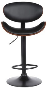 Zestaw 2 stołków barowych MONTENEGRO – regulacja wysokości – skóra syntetyczna – kolor orzechowy i czarny – podstawa w kolorze czarnym