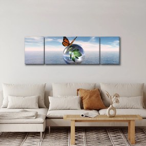 Obraz motyla na szklanej kuli (170x50 cm)