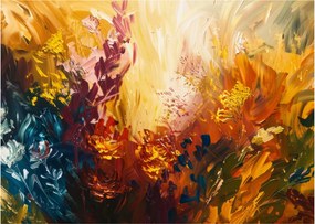 Obraz na szkle - Abstrakcyjny obraz kwiatów (70x50 cm)