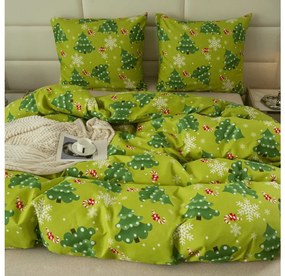 PrzytulneMieszkanie.pl PrzytulneMieszkanie.pl Flanelowa pościel z mikrofibry CHRISTMAS TREE zielona Rozmiar pościeli: 70 x 90 cm | 140 x 200 cm
