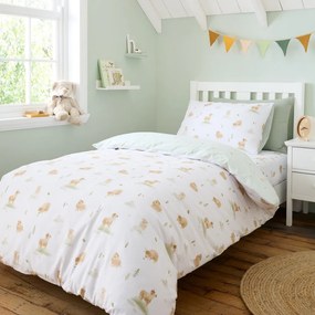 Biało-zielona bawełniana pościel dziecięca dwuosobowa 200x200 cm Mini Moo Cow – Bianca