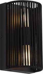 Lampa ścienna Japandi czarna z liną IP44 - Jayla