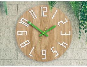 Zegar na ścianę nowoczesny drewniany z dużymi cyframi okrągły cichy loft