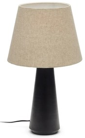 Czarno-beżowa lampa stołowa z tekstylnym kloszem (wys. 60 cm) Torrent – Kave Home