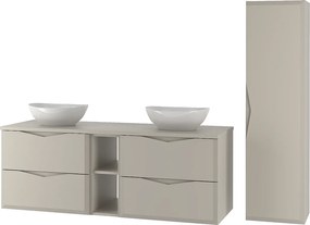 Kaszmirowy Zestaw Łazienkowy 140cm Szafka z Blatem Regał Umywalka Słupek Delica