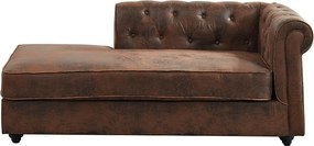 Szezlong lewostronny chesterfield SHIREL z mikrofibry o wyglądzie postarzanej skóry