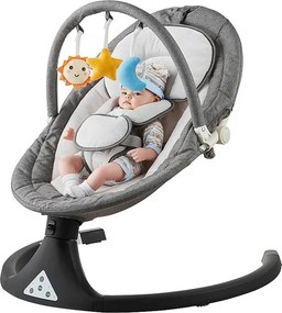 Elektryczna Kołyska dla Niemowląt, SucceBuy Huśtawka dla Noworodków z 5 Prędkościami, 3 Pozycjami Siedzenia i Drążkiem Zabawkowym z Pilotem