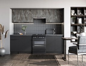 Zestaw Mebli Kuchennych carbon wood /popielaty marmur/czarny 240 TAMARA