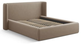 Jasnobrązowe tapicerowane łóżko dwuosobowe ze schowkiem ze stelażem 160x200 cm Jason – Windsor &amp; Co Sofas