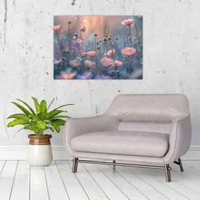 Obraz na szkle - Kwiaty w pastelowych kolorach (70x50 cm)