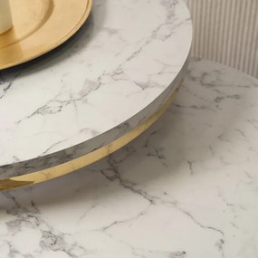 Zestaw Stolików Kawowych OLIS 43 cm/53 cm Biały Marmur Złoty do Salonu Glamour