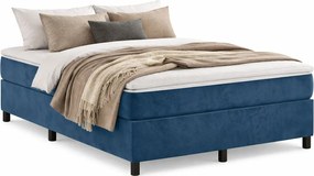 Niebieskie aksamitne łóżko z materacem 120x190 G5-F06