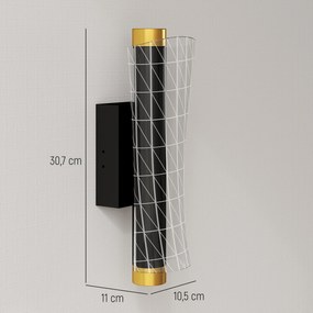 HOMCOM Lampa ścienna LED do wnętrz z geometrycznym wzorem siatki, regulowana, czarna