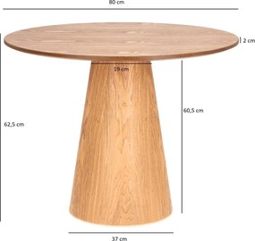 Okrągły stolik kawowy Soleilo 80 cm, fornir dębowy