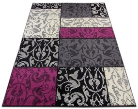 Dywan nowoczesny Luna Elements  Patchwork Czarno-Fioletowy  140 cm x 200 cm