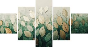Obraz - Złoto-zielone liście (125x70 cm)
