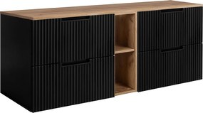 Szafka łazienkowa, czarny / dąb Craft, 180 (2 x 80 + 20) x 58,6 x 46 cm