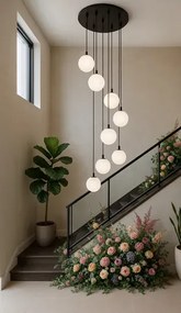 Długa lampa z wiszącymi kloszami biała E9-C66